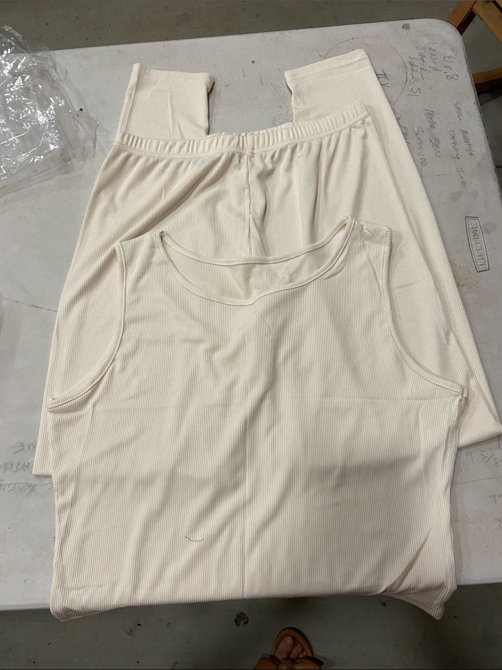 Ribbed Cream Tank & Lounge Pant Sleep Set